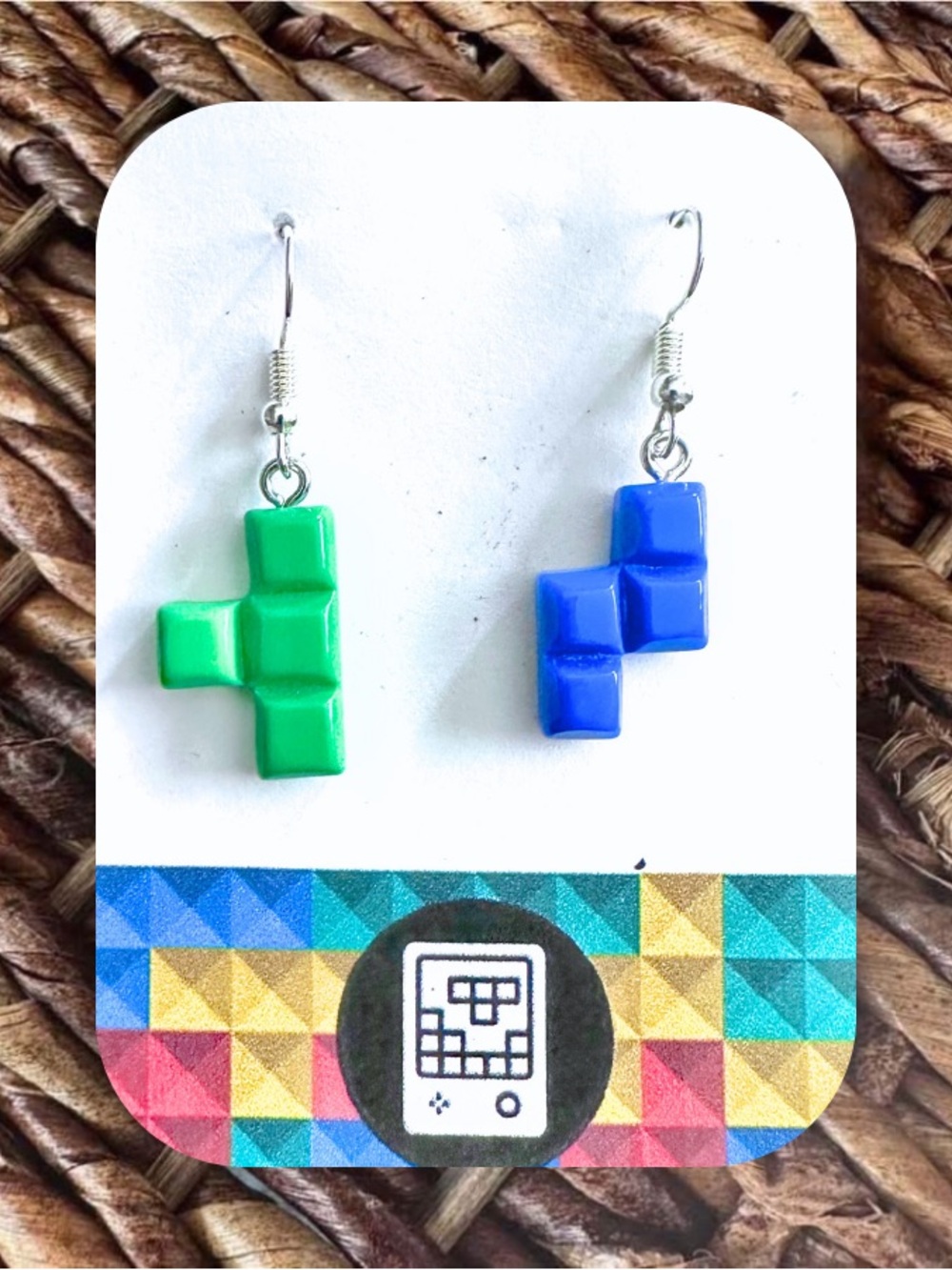 New Handmade 80s Video Game Themed Dangle Earrings